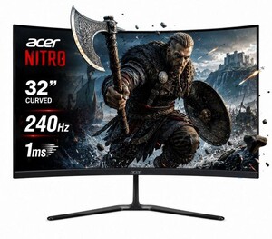 شاشة ألعاب منحنية أيسر نيترو ED320QR مقاس 31.5 بوصة - معدل تحديث 180Hz - زمن استجابة 1ms - تقنية AMD FreeSync - دقة FHD